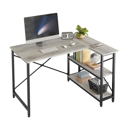 Small L Shaped Desk with Storage Shelves Corner Computer Desk