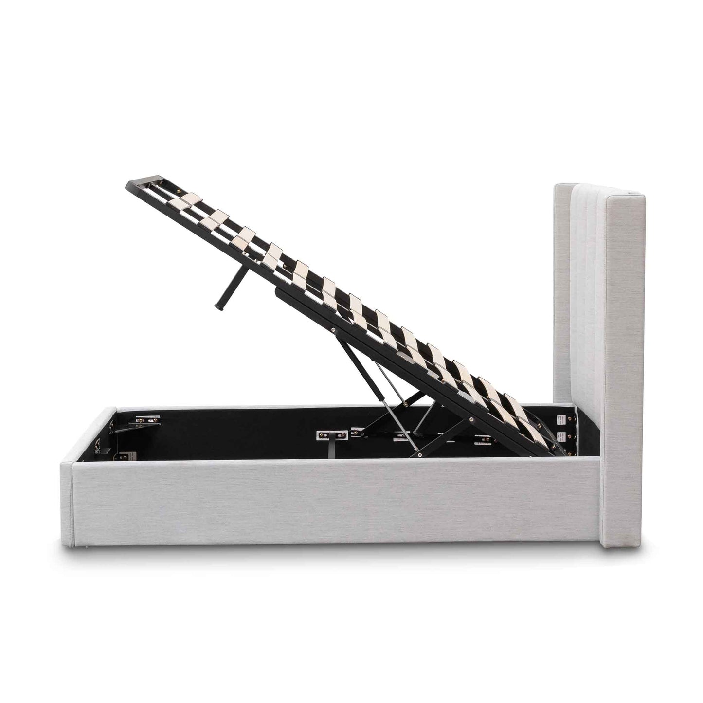 Betsy Fabric Single Bed Frame - Pearl Grey with Storage