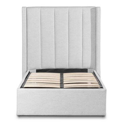 Betsy Fabric Single Bed Frame - Pearl Grey with Storage
