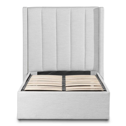 Betsy Fabric Single Bed Frame - Pearl Grey with Storage
