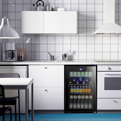 4.4cu.f Wine Cooler with LED Lights and Touch Buttons, Removable Shelves, Less Than 38dB