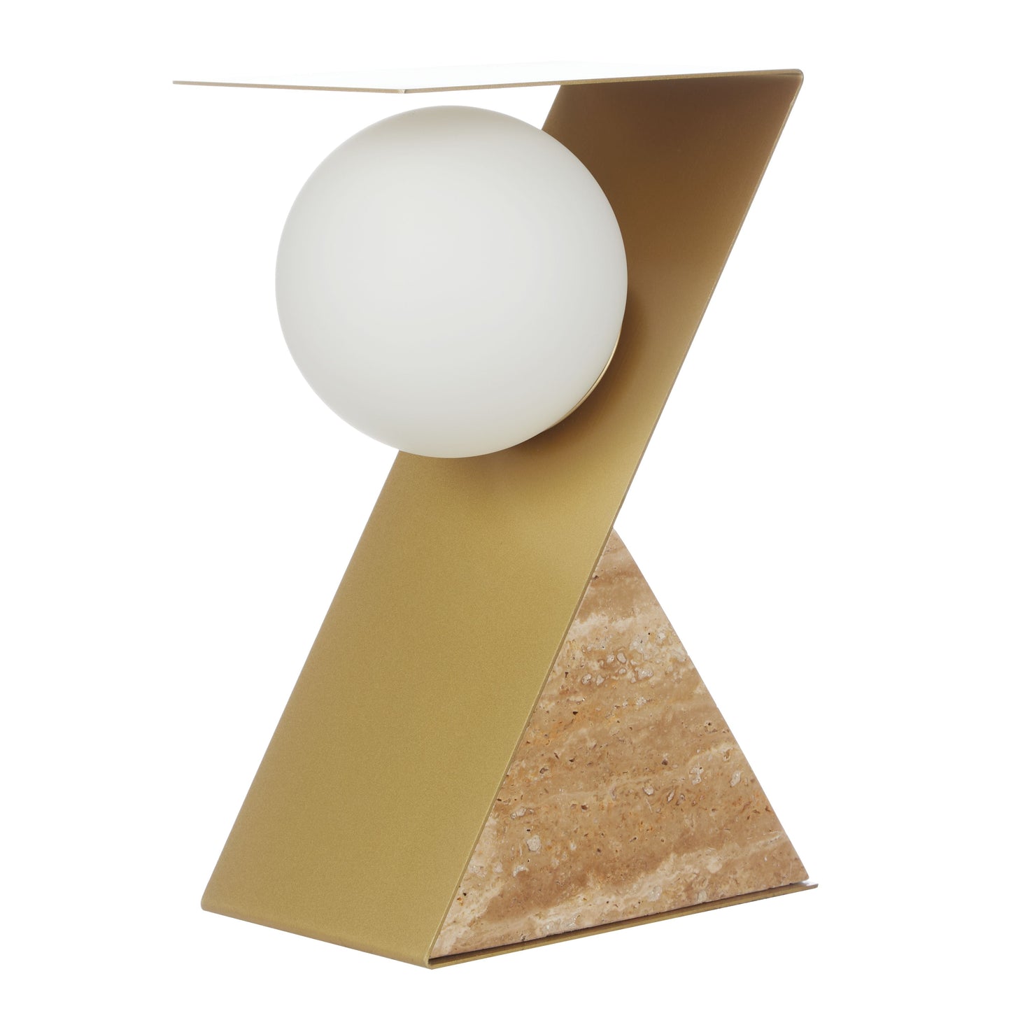 Bias Travertine Table Lamp - Brown & Gold