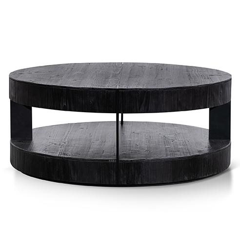 Arisha 100cm Round Coffee Table - Full Black - Last One