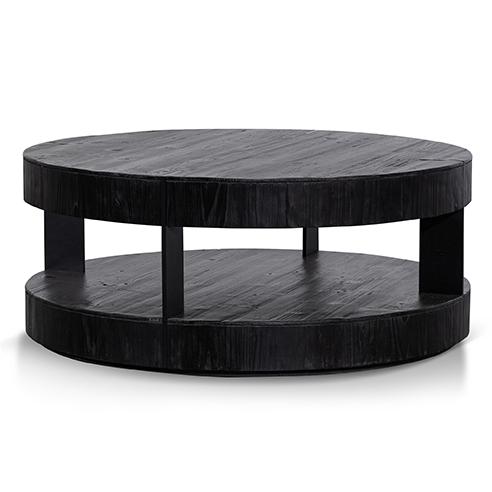 Arisha 100cm Round Coffee Table - Full Black - Last One