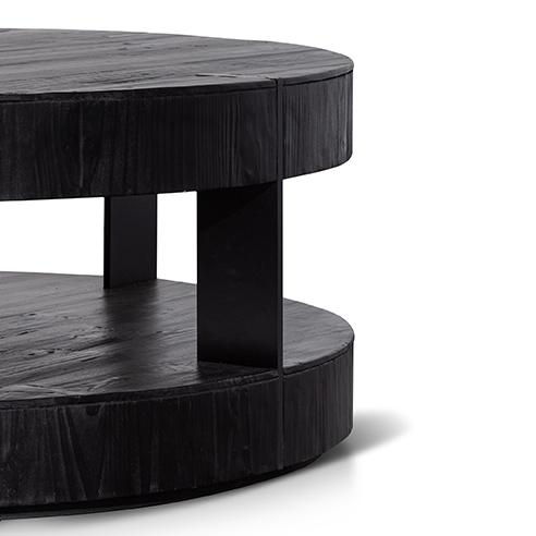 Arisha 100cm Round Coffee Table - Full Black - Last One