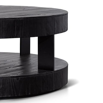 Arisha 100cm Round Coffee Table - Full Black - Last One