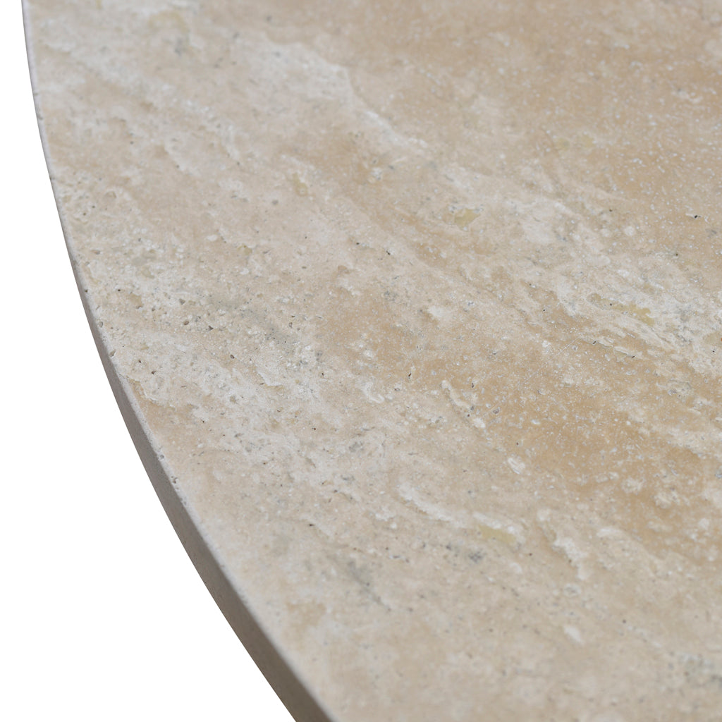 Agosti Travertine Marble 100cm Round Coffee Table - White Wash