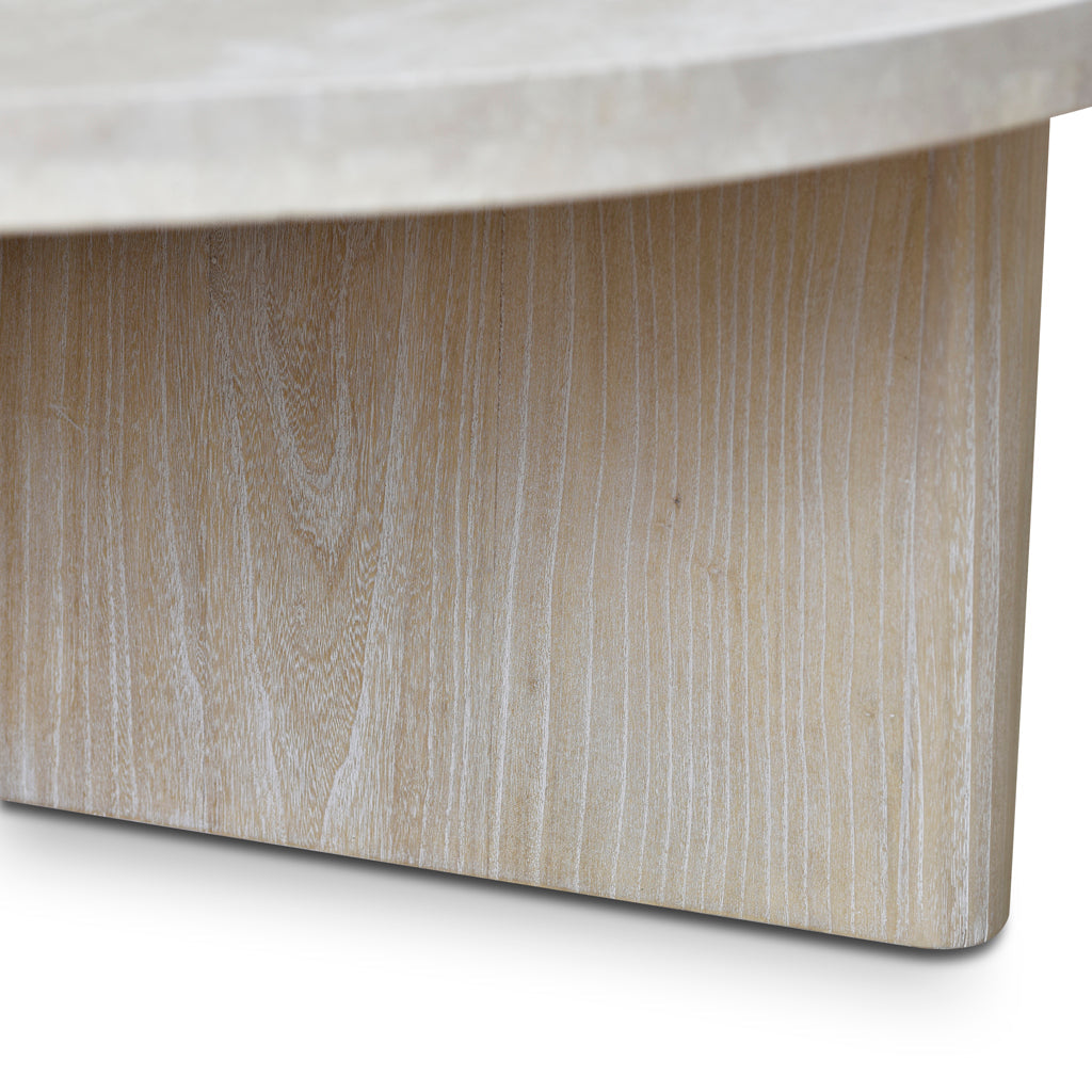 Agosti Travertine Marble 100cm Round Coffee Table - White Wash