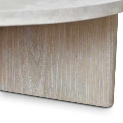 Agosti Travertine Marble 100cm Round Coffee Table - White Wash