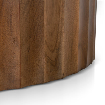 Avanti 89cm Travertine Top Round Coffee Table - Walnut