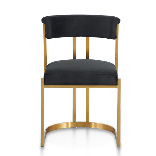 Adela Black Velvet Dining Chair - Golden Base