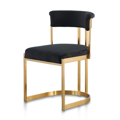 Adela Black Velvet Dining Chair - Golden Base