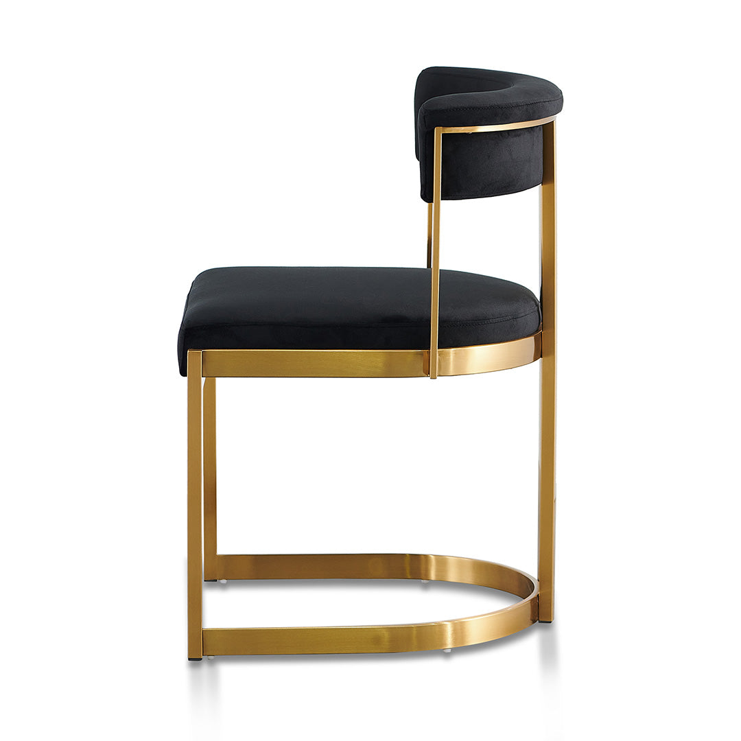 Adela Black Velvet Dining Chair - Golden Base