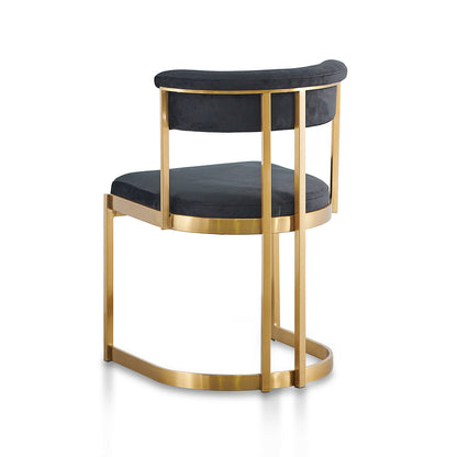 Adela Black Velvet Dining Chair - Golden Base