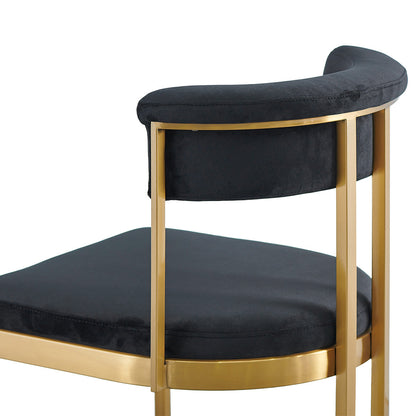 Adela Black Velvet Dining Chair - Golden Base