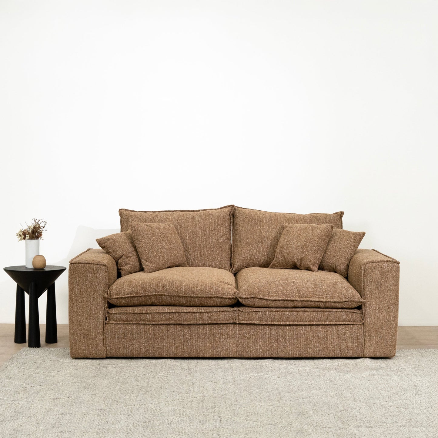Bucha 2 Seater Fabric Sofa - Almond Brown