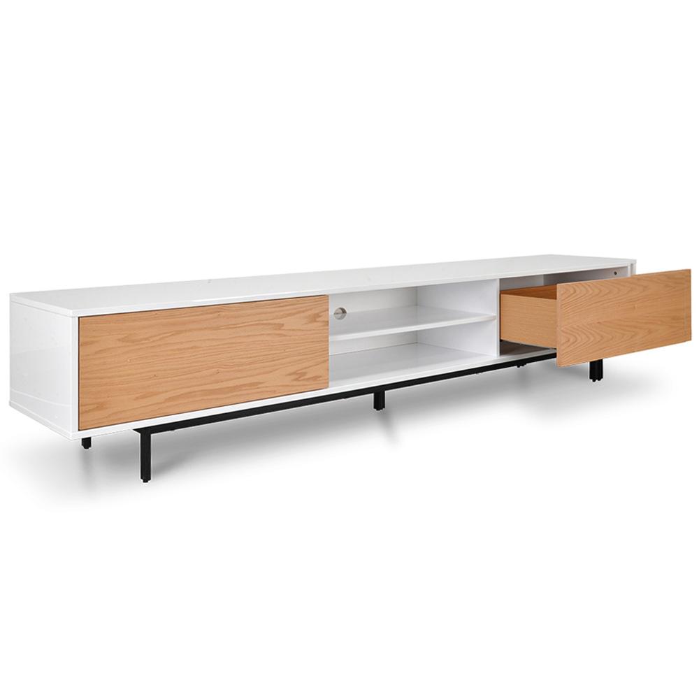 Blake 2.3m Wooden TV Entertainment Unit - Lowline - Natural - Last One