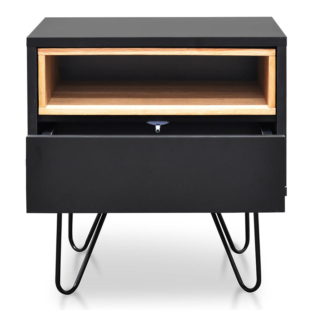 Anthony Wooden Bedside Table - Black