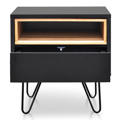Anthony Wooden Bedside Table - Black