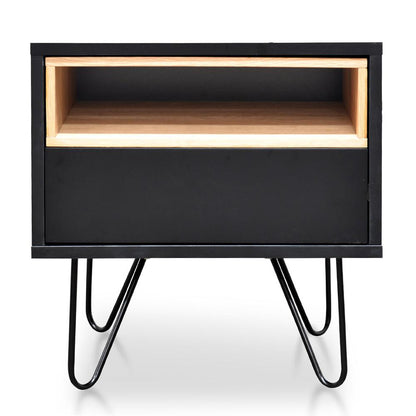 Anthony Wooden Bedside Table - Black