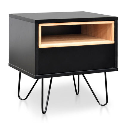 Anthony Wooden Bedside Table - Black