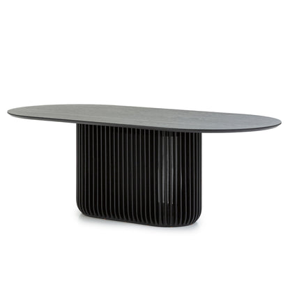 Arvena 2.2m Oval Dining Table - Black Stain