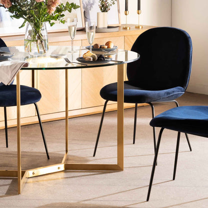 Cannon 1.2m Round Glass Dining Table - Gold Base