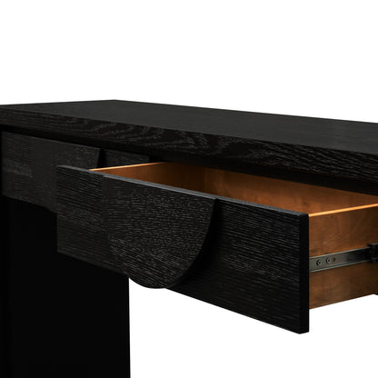 Bonnie 140cm Wooden Console Table with Drawers - Textured Espresso Black