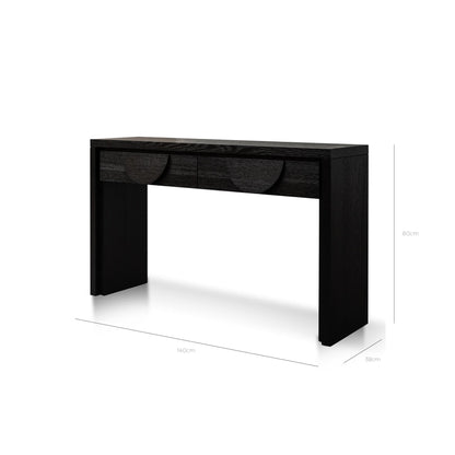 Bonnie 140cm Wooden Console Table with Drawers - Textured Espresso Black
