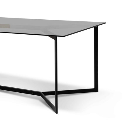 Cannon 1.9m Grey Glass Dining Table - Black Base