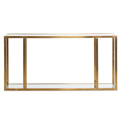 Burch 1.6m Glass Console Table - Brushed Gold