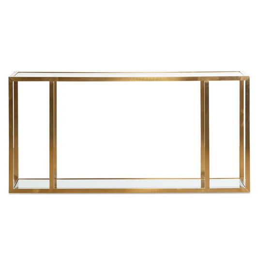 Burch 1.6m Glass Console Table - Brushed Gold