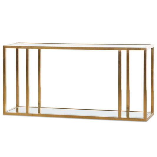 Burch 1.6m Glass Console Table - Brushed Gold