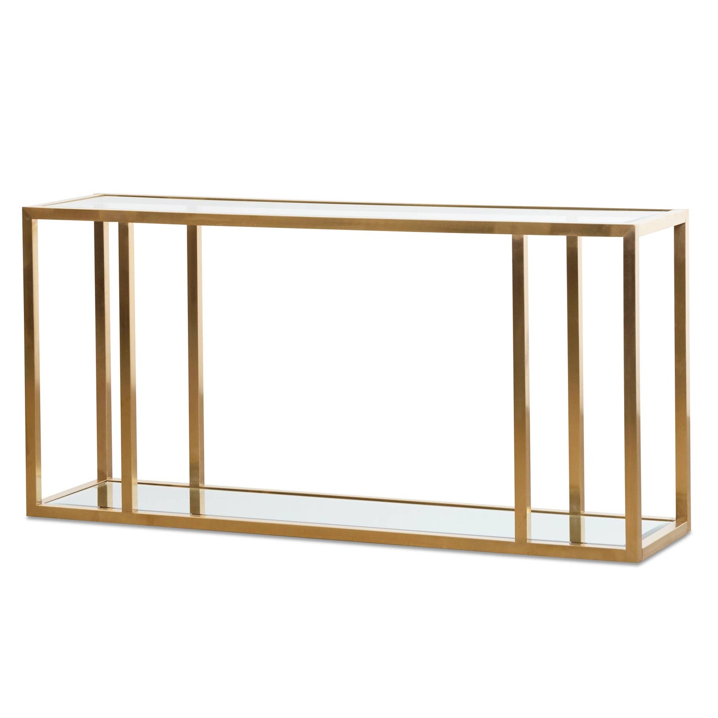 Burch 1.6m Glass Console Table - Brushed Gold