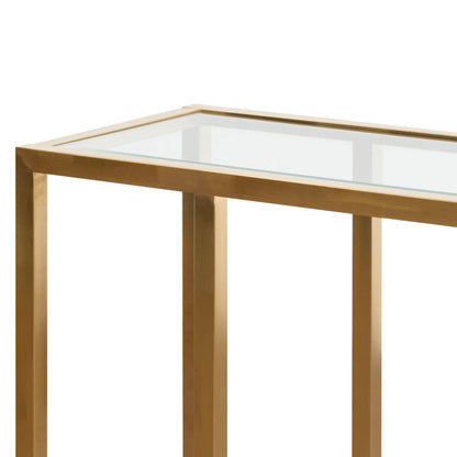 Burch 1.6m Glass Console Table - Brushed Gold