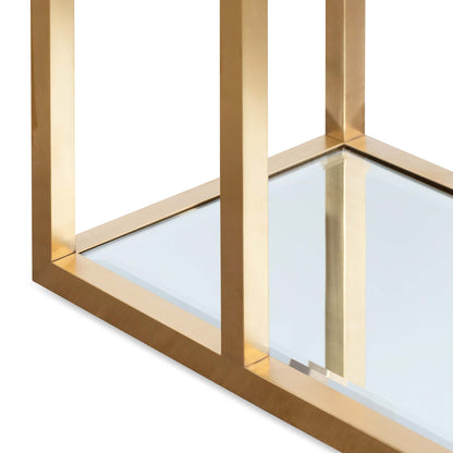 Burch 1.6m Glass Console Table - Brushed Gold