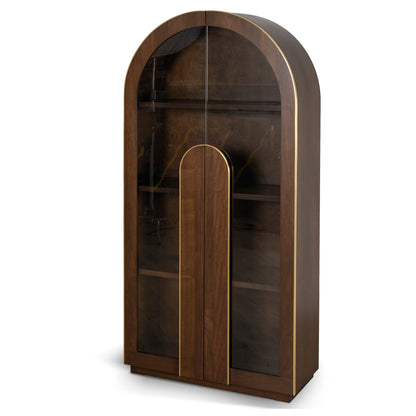 Boran 2m (H) Glass Cabinet - Walnut