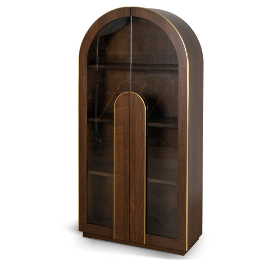 Boran 2m (H) Glass Cabinet - Walnut