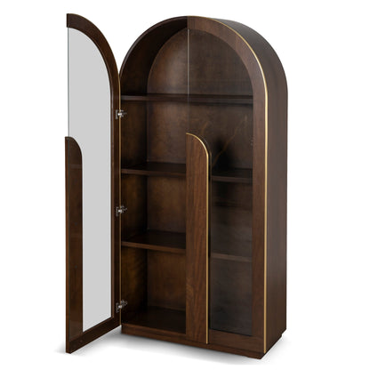 Boran 2m (H) Glass Cabinet - Walnut