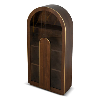 Boran 2m (H) Glass Cabinet - Walnut
