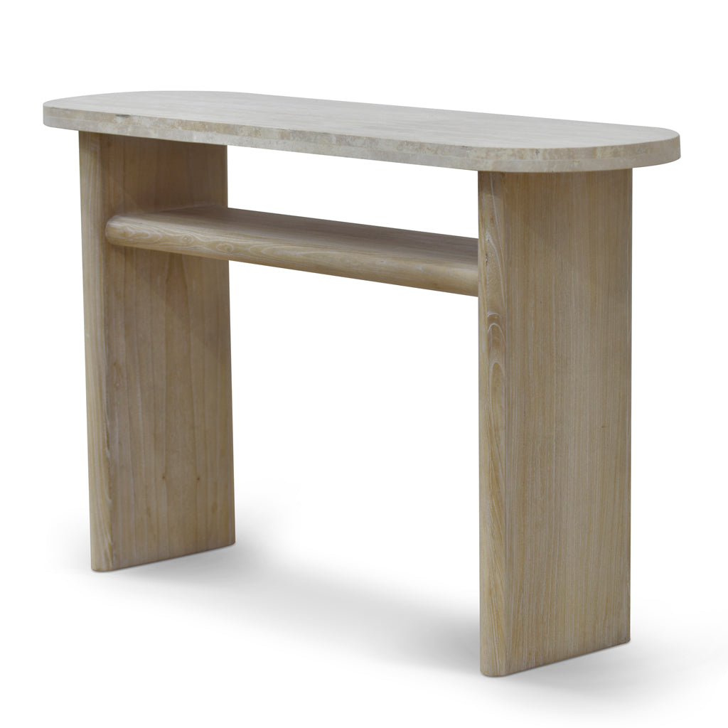 Agosti Travertine Marble 1.22m Console Table - White Wash