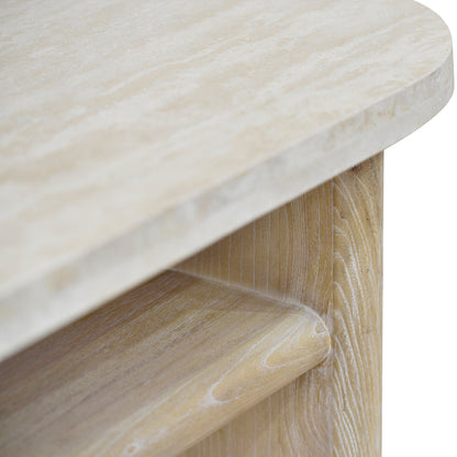 Agosti Travertine Marble 1.22m Console Table - White Wash