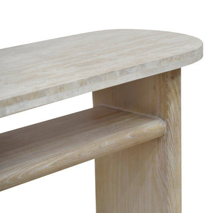 Agosti Travertine Marble 1.22m Console Table - White Wash