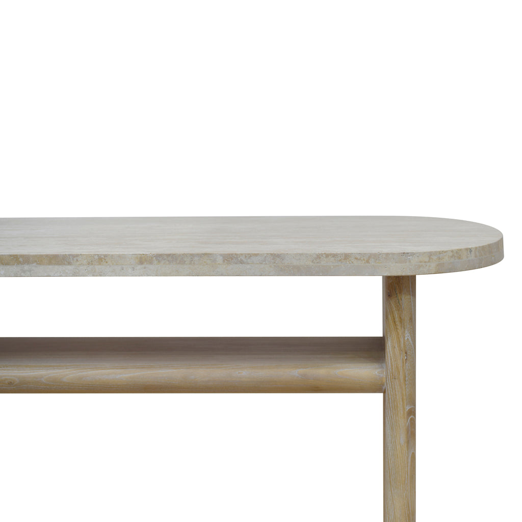 Agosti Travertine Marble 1.22m Console Table - White Wash