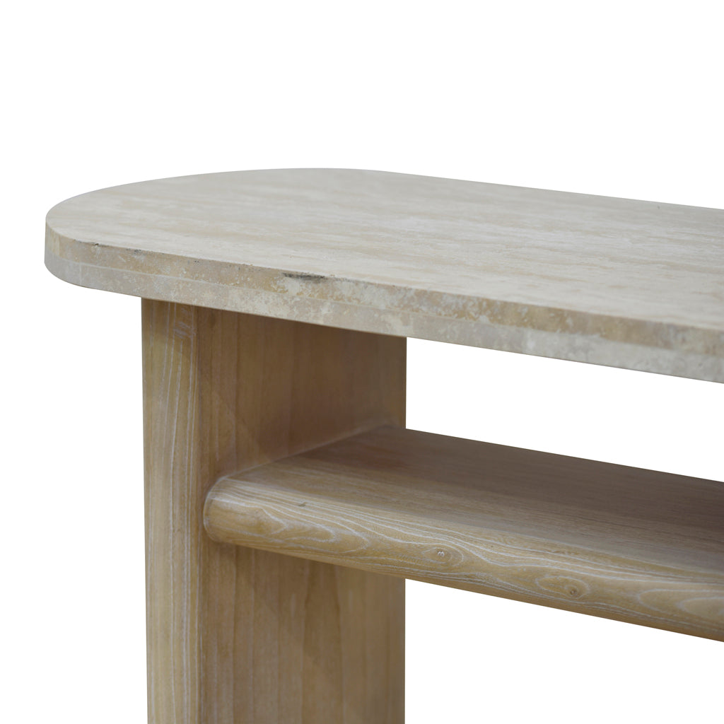 Agosti Travertine Marble 1.22m Console Table - White Wash