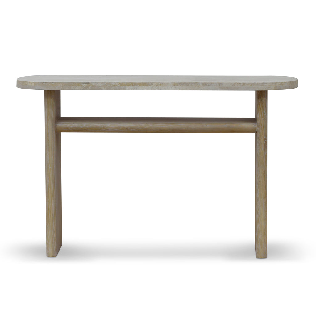 Agosti Travertine Marble 1.22m Console Table - White Wash