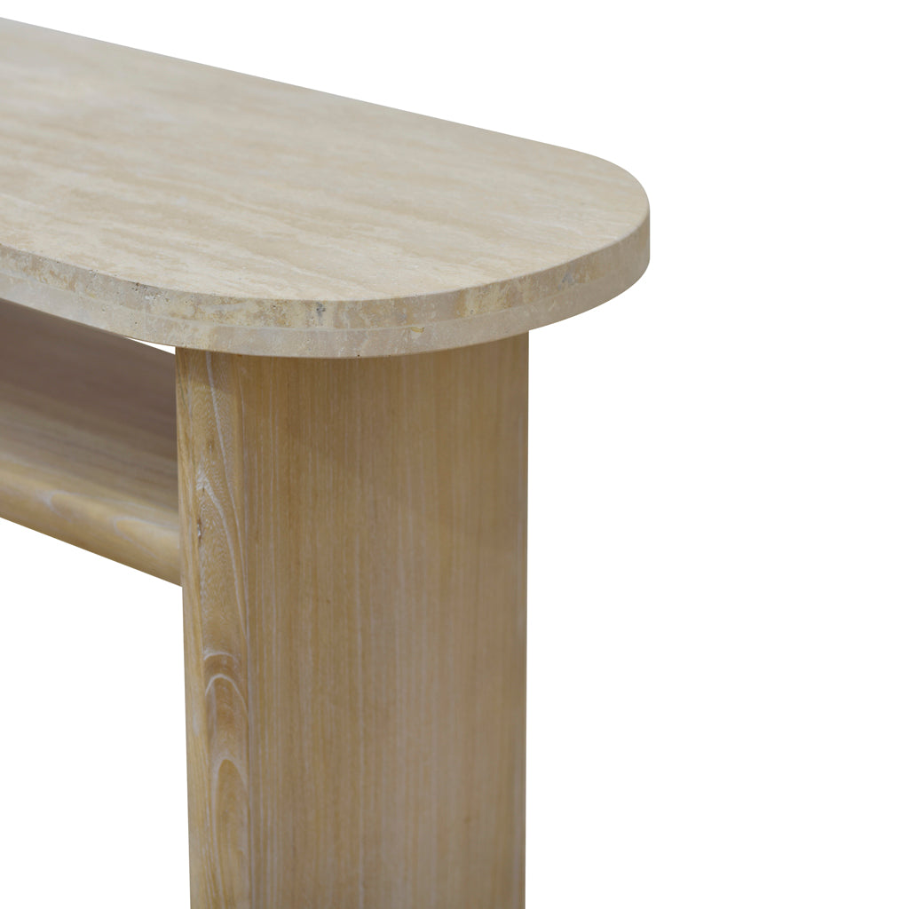 Agosti Travertine Marble 1.22m Console Table - White Wash