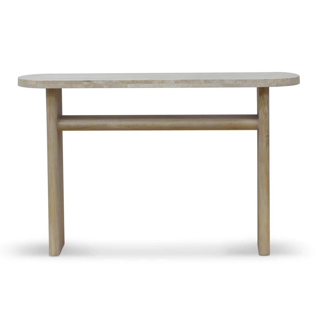 Agosti Travertine Marble 1.22m Console Table - White Wash