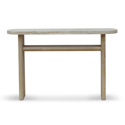 Agosti Travertine Marble 1.22m Console Table - White Wash
