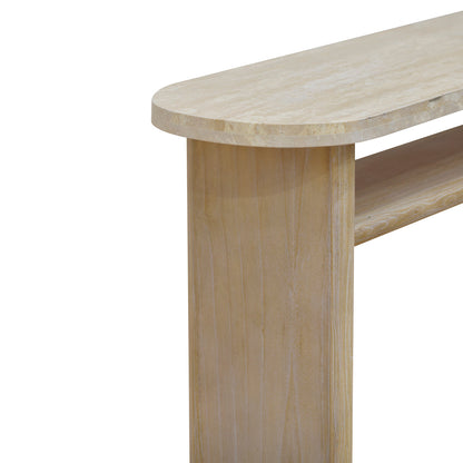 Agosti Travertine Marble 1.22m Console Table - White Wash